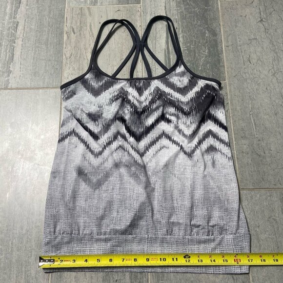 Prana Relaxed Fit Built in Bra Strappy Back Tank Top Gray Black Ombre Size Small - Picture 7 of 10